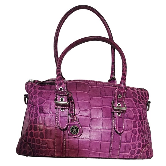 Dooney & Bourke Handbags - Dooney & Bourke Satchel  Fuchsia Croc Embossed Leather Designer Handbag